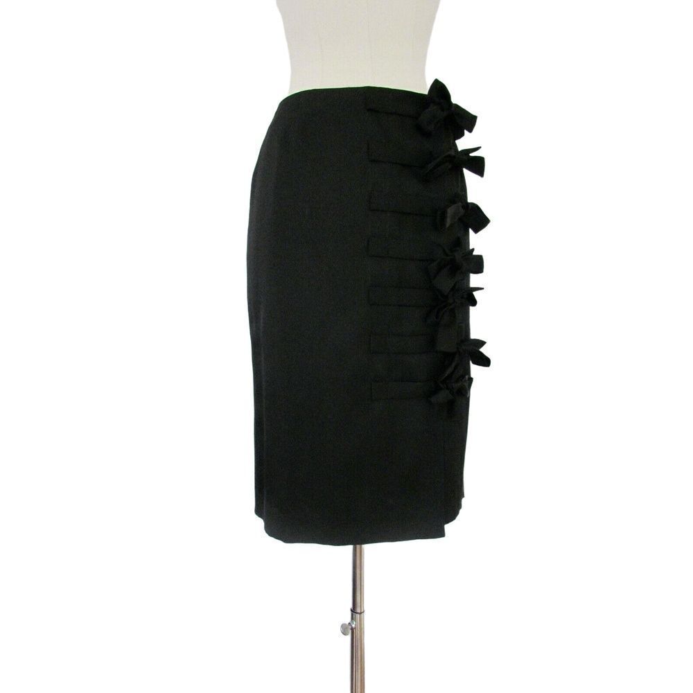 Vintage Y2K MISSONI Skirt Black Silk Wool Sz 38 US 4 Italy Deadstock